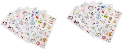 VICASKY 12sheets Cute Unicorn Theme Adhesive Stickers for Scrapbooking Washi Photo Decor
