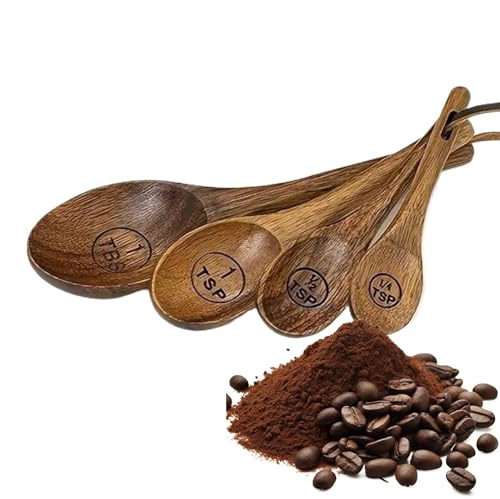 Topes de medición de madera - Set de bola de madera de granja, herramientas de cocina rústica | Cuchara de miel multiusos, cucharada de condimentos para frascos, azúcar, sal e ingredientes secos