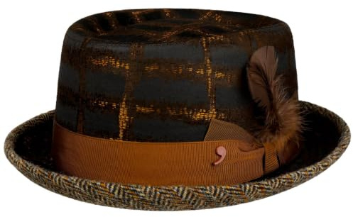 Alfonso D'Este Vescova Pork Pie Stoffhut Porkpie Pork-Pie-Hut Herren - Made in Italy mit Futter, Ripsband Herbst-Winter Winter