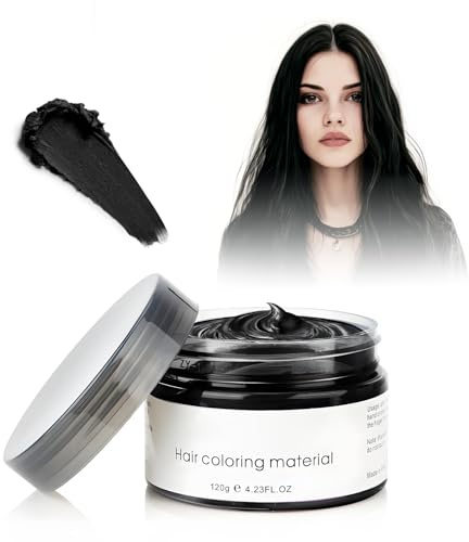 Colore temporaneo per capelli, 4,23 once, cera per capelli per uomini e donne, lavabile, colore naturale, tinta istantanea, Dye per feste, cosplay, Halloween (nero scuro, 4,23 oz)