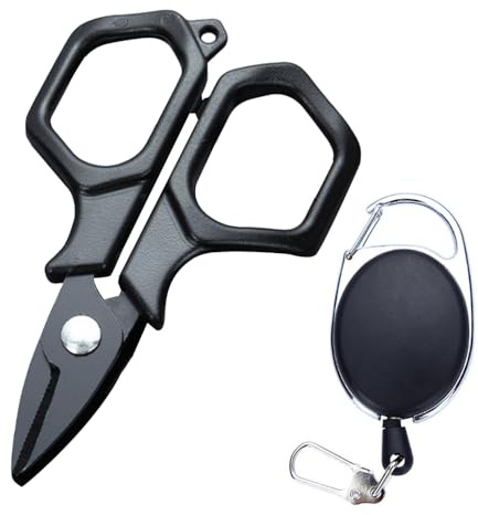 Tijeras de pesca de acero inoxidable, mini tijeras portátiles para aves de corral con espiral, alicates y accesorios para peces en agua salada y dulce