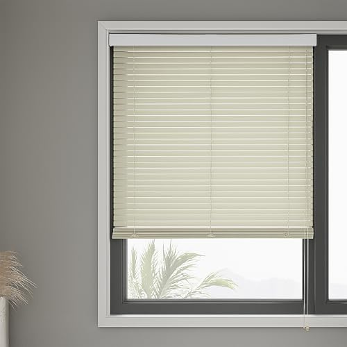 Persiana Veneciana de Aluminio para Ventanas – Estor con Lamas Ajustables – Control de Luz y Privacidad – Montaje Rápido (Color Beige, 90x200cm)