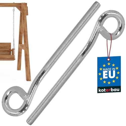 KOTARBAU® 2er Set Schaukelhaken - Schraubhaken - M12 210 mm - Verzinkter Stahl - Deckenhaken - Haken zum Schrauben - Schwerlasthaken - Schaukel Haken