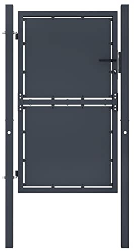 Iiaky Gartentor Metall 200cm hoch Gartentor 100x200 cm Gartentür Gartentor Tor Gartenzaun Zaun Gartentür aus Metall für Stabmattenzaun Abschließbar-100 x 200 cm