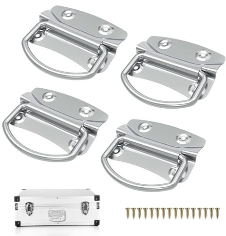 xiruiubao Poignée Pliantes avec 16 Vis,4 Pièces Poignee en Acier Laminé à Froid pour Mallette à Outils,Boîte de Rangement,Caisse en Bois,Placards,Tiroir,Meuble(Argent,10 mm)
