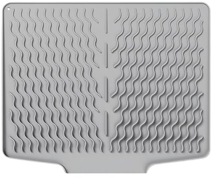 Alfombrilla Escurreplatos de Silicona, Escurreplatos Silicona, Soportes para Platos, Alfombra escurreplatos, Antideslizante, Resistente al calor, Alfombrilla para Secar Platos, 40 x 33cm (Gris)