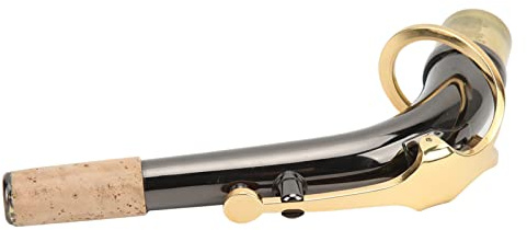 POENVFPO Professioneller Gebogener Hals für Altsaxophon, Schwarz Vernickeltes Metall mit Kork, Hohe Resonanzleistung für Verbesserte Klangqualität