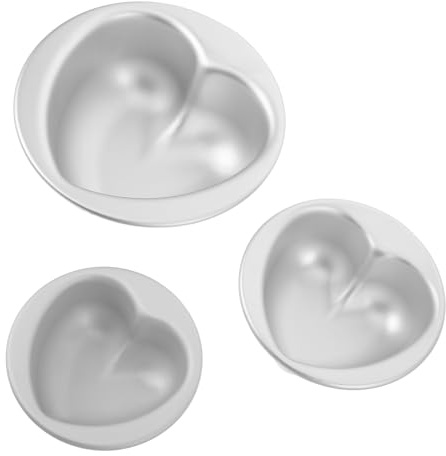 DECOMELODY Set 3 Teglie Mini Stampo per Torte a Forma di Cuore in Lega di Alluminio Antiaderente Stampi per Cheesecake e Brownie Teglie da Forno Creative per Cottura Uniforme per Dolci