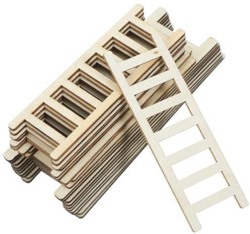 SOPOTUTU 20Pcs Miniature Wooden Ladder Set for Dollhouse Decoration Mini Craft Landscape Ladder for DIY Doll Accessories and Miniature Scenes