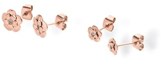 Purelei Flower Ohrring Set für Damen, Edelstahl Ohrstecker mit Zirkonia, 2 Paar Blumen Ohrringe in verschiedenen Größen