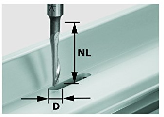 Festool Aluminiumfräser HS S8 D5/NL23 - Spiralnutfräser für Alu | HS-Spiralnutfräser, Schaft 8 mm, Durchmesser 5 mm, Nutzlänge 23 mm, Gesamtlänge 65 mm, 1 Stück