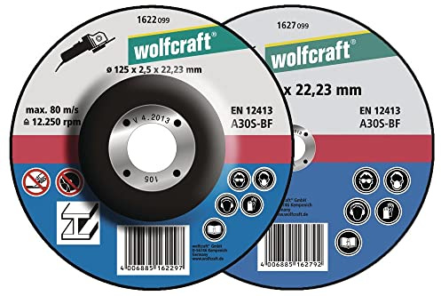 wolfcraft 5 Trennscheiben für Metall Ø 115 mm I 1620300 I Hohe Schnittleistung I Winkelschleifer Disc I Lange Standzeit I Bohrung 22,23 mm I EN 12413