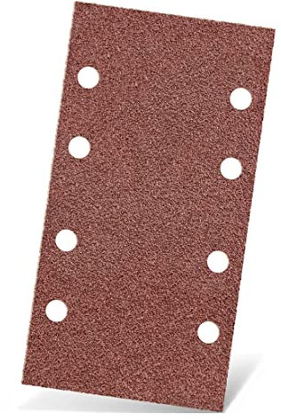 MENZER Red papeles de lija con cierre adhesivo, 180 x 93 mm, 8 agujeros, p. Lijadoras orbitales, Corindón normal (50 pz.) G180