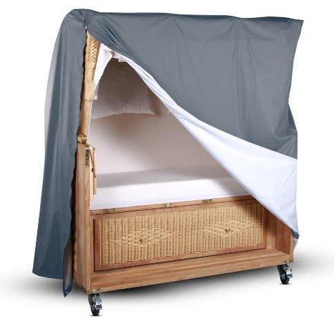 Protec Teak Strandkorb Schutzhülle - Ganzjahres-Abdeckhaube, atmungsaktiv, Strandkorb 2 Sitzer, grau