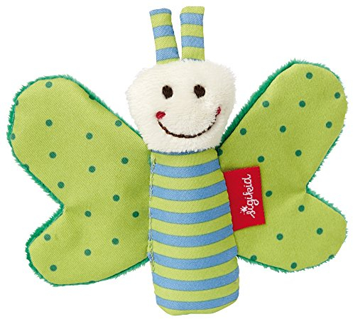 SIGIKID 41179 Greifling Schmetterling Red Stars Mädchen und Jungen Babyspielzeug empfohlen ab Geburt grün