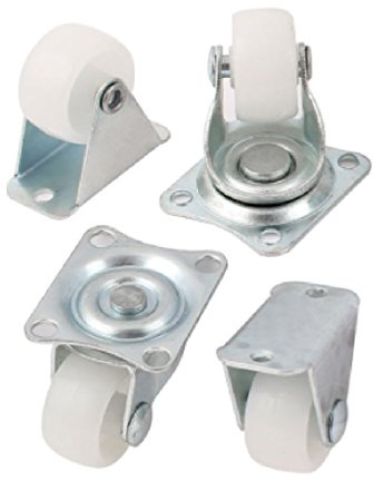 Quantité. Bulldog Castors Lot de 4 mini-roulettes pivotantes et fixes de 25 mm en nylon pour meubles, appareils et équipements, max. 50 kg par lot