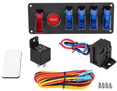 KIMISS 6-in-1 12V Universale Pannello Interruttore Accensione Accensione Motore per Auto Corsa Kit Controllo Pulsante Avviamento Motore Kit Interruttore Motore Auto Pulsante di Avvio del Motore