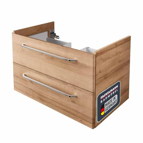 FACKELMANN Waschtischunterschrank Milano/Badschrank mit Soft-Close/Maße (B x H x T): ca. 80 x 49,5 x 48 cm/Waschbeckenunterschrank mit 2 Schubladen/Korpus: Braun hell/Front: Braun hell