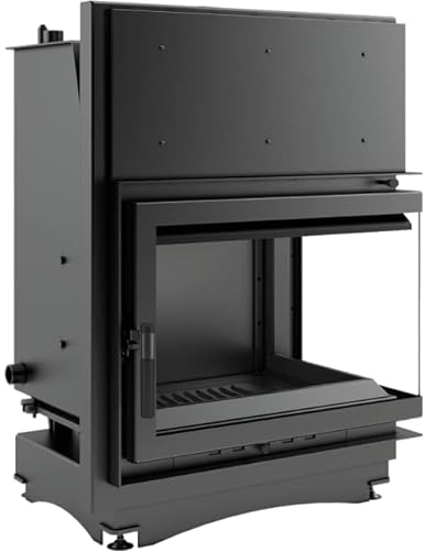 KRATKI Zuzia Holzkamin mit Wärmetauscher BImSchV 2 konform 12 KW Staubauslass Durchmesser 200 mm Thermischer Wirkungsgrad 81% Stahl und Gusseisen rechts