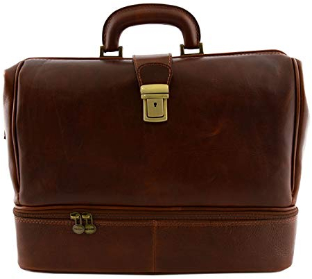 Dream Leather Bags Made in Italy toskanische echte Ledertaschen Echtes Leder Arzttasche, Doppelboden Farbe BRAUN - Italienische Lederwaren - Aktentasche …