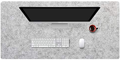Insun Mousepad aus Filz 2mm Dick Schreibtisch Unterlage Filzunterlage Antirutsch Modern Schreibtisch Matte Rutschfest Hellgrau 80x30cm