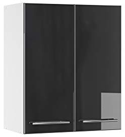 Vicco Hängeschrank Fame-Line, Anthrazit Hochglanz, 60 cm | MDF-Front · Soft-Close · 2 Einlegeböden · Metallgriffe · ✓ Praktischer Stauraum