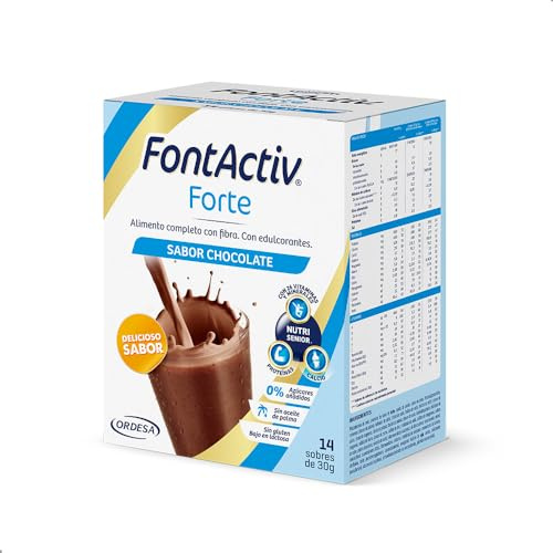 FontActiv Forte Sabor Chocolate | 14 Sobres | Suplemento Nutricional con Fibra para Adultos - 0% Azúcares añadidos