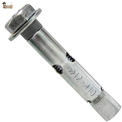 BricoLoco Taco anclaje metálico acero cincado 8.8 de expansión con tornillo hexagonal. Para pared, techo, suelo, trx, toldo... (25, 8x80)