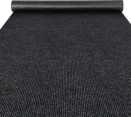 ANRO Flurläufer Schmutzfangmatte Sauberlaufmatte Teppich Läufer Schmutzfangläufer Metwerware gerippt Schwarz 100x260cm