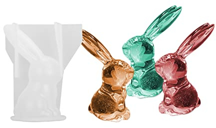 Buachois Kaninchen Silikon Form, 3D Spiegelohr Osterhase Harz Gießformen | Lange Ohren Hase Seifenform Epoxidharz Formen Formgussform Tiersilikonform DIY Deko Silikonform für Handwerk Seife Kerzen