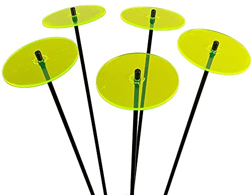 SunCatcher Decoración de Jardín Adornos Sol Discos Conjunto de 5 Medianas Brillantes Estacas de Jardín 50cm Altura al Jardineros Regalo, Colour:Fluorescent Green
