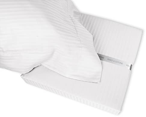 Tata Home Completo Lenzuola Raso di Cotone Matrimoniale Completo Letto 2 Piazze Tinta Unita Colore Bianco