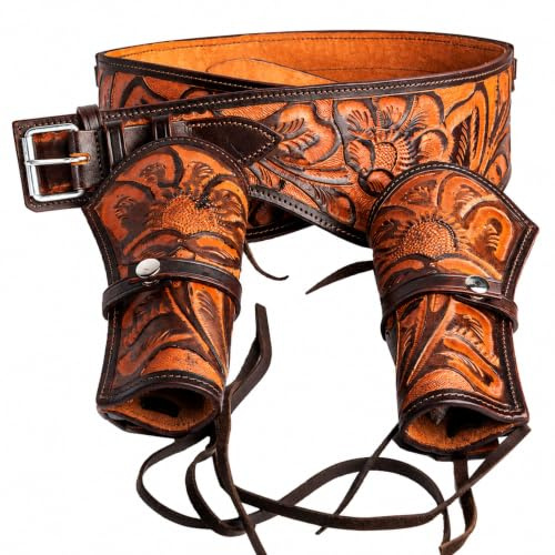 Hulara Full Grain DD Harness Buff Leather Western Gun Holster for Men Heritage Rough Rider 357 Magnum Holster Cowboy Gun Belt and Holster .22 and .38/.357 Cal Revolver Holster