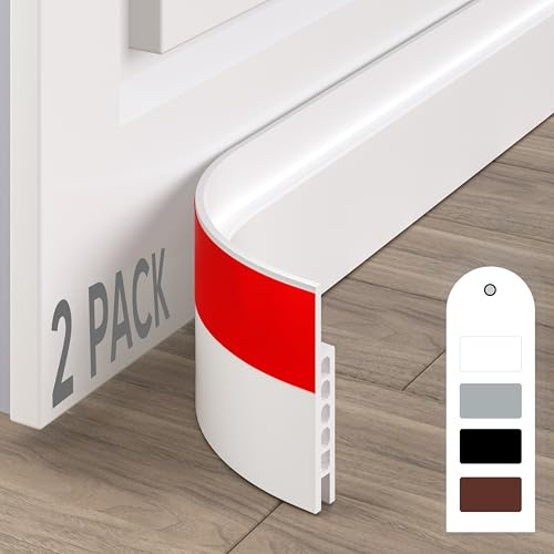Porte Bas Joint Strip,Boudin d'étanchéité, joint de porte adhésif, bloqueur résistant aux intempéries, joint sonore, butée de porte en silicone, 100 cm 2 pièces, Blanc