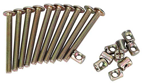 10 Stück Möbelschrauben M6 Karbonstahl mit Laufmuttern Dübelmutter Verbinder Verschluss Verbinder Bolzen Gewindeeinsätze Schraube(60mm / 2.4in)