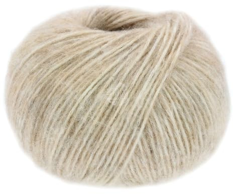 LANA GROSSA Natural Alpaca Pelo | Flauschige Netzgarnstruktur aus Baumwolle gefüllt mit Baby Alpakafasern und Merino Schurwolle | 50g Wolle zum Stricken & Häkeln | 125m Garn FB6
