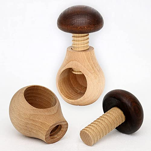 PnL Cascanueces de madera – Cascanueces de seta | 2 piezas cascanueces de madera para girar | Cascanueces naturales para atornillar | perfecto como decoración de Pascua | Cascanueces de madera para