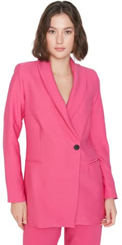 Trendyol Damen Regular Zweireihig Plain Webstoff Blazer Cappotto, Fuchsia, 36 da Donna