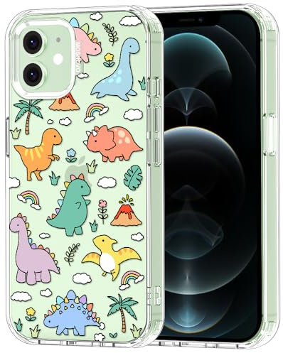 MOSNOVO für iPhone 12 / iPhone 12 Pro Hülle – Durchsichtige, schlanke, stoßfeste TPU+PC-Handyhülle, [6,6 Fuß Fallschutz/Anti-Abziehen] - Dinosaurierland