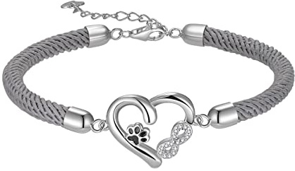 Bellrela Damen Armbänder Silber 925 Hundepfotenabdruck Unendlichkeit Herz Seil Armkette für Frauen