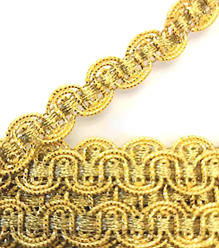 Mosel Avenue Art & Gobelin Studio 5,0 m x Metallisiertes Zierband 1 cm Lurex Gold Bordüre Brokat Goldborte Schmuckband Lurexband Brokat Spitze
