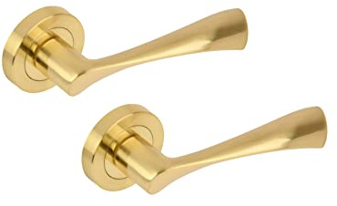 Hunta HANDLEZONE® Zena Lever On Round Rose Door Handles, Internal Passage Latch Handles, 1 Set - Brushed Brass