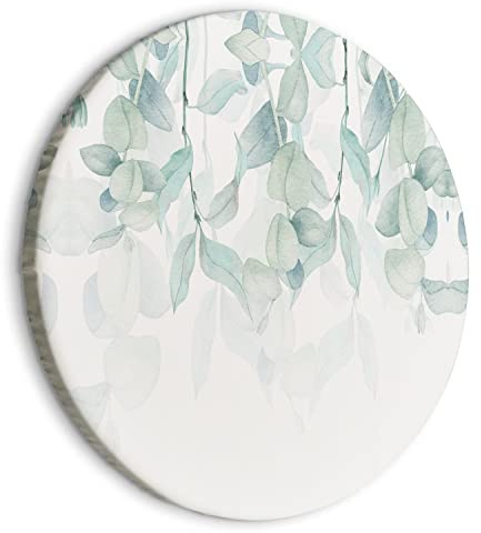 murando - Quadro Rotondo Moderno per Camera da Letto, Foglie, 60x60 cm | Chiodi Inclusi, 1 Pezzo, Pannelli Decorativi per Pareti, Decorazione da Parete, Resistenti Allo Sbiadimento