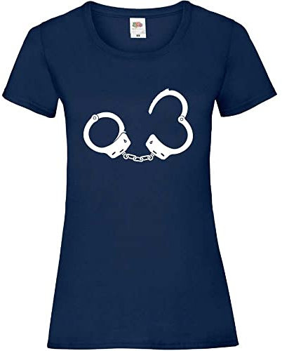 Handschellen Frauen Lady-Fit T-Shirt Navy M