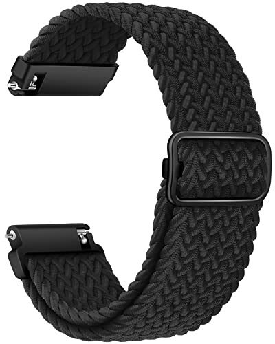 AidorMax 20 mm snabb frigöringsband, justerbart elastiskt ersättningsarmband med smartwatch och klockor, Elegant, bekvämt och andningsbart förlängbart armband för män och kvinnor (svart)
