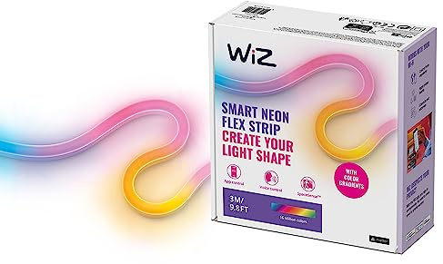 WiZ SMART FLEX STRIP - 3 m, 16 Millionen Farben + Weißschattierungen, dynamische Lichtszenen, verbindet sich mit Ihrem WLAN, Sprach- / App-Steuerung, funktioniert mit Google Home, Alexa und HomeKit.