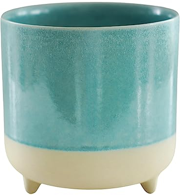 Ivyline Maceta, cerámica, Aguamarina Mate reactiva, 8,5 cm de Alto x 8 cm de Profundidad