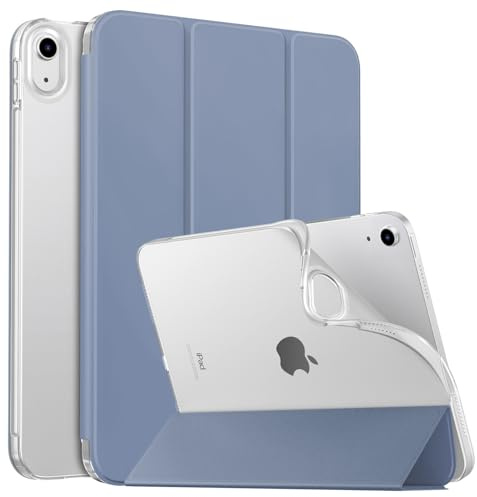MoKo Case for New iPad (A16) 11th Generation 2025/ 10th Generation 2022, iPad 11 inch/ 10.9 Case with Soft TPU Translucent Frosted Back Cover, Auto Wake/Sleep, Support Touch ID, Grey Purple