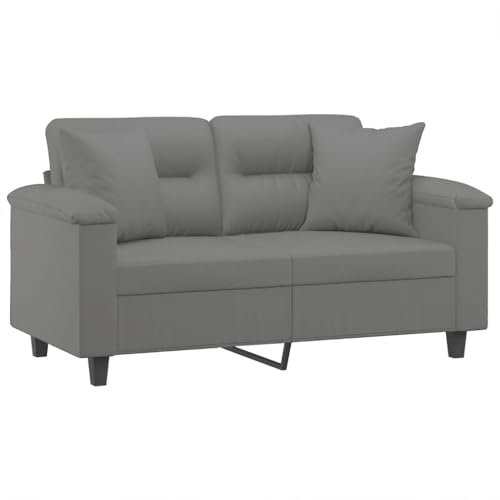 vidaXL Sofa 2 Sitzer, Couch mit Kissen, Liegesofa für Wohnzimmer, Polstersofa Sessel Relaxsofa Loungesofa Relaxcouch, Dunkelgrau Mikrofasergewebe