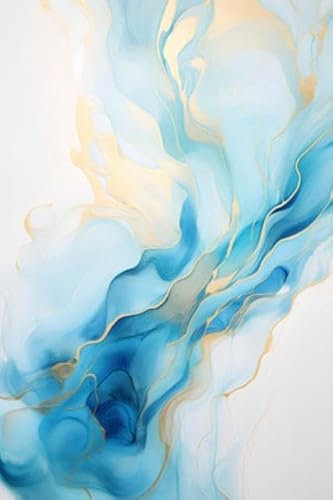 adrium Acryl-Bild 60 x 90 cm: Abstrakter blauer und goldener Marmor-Texturhintergrund. Fluid-Art-Malerei. (208950298)